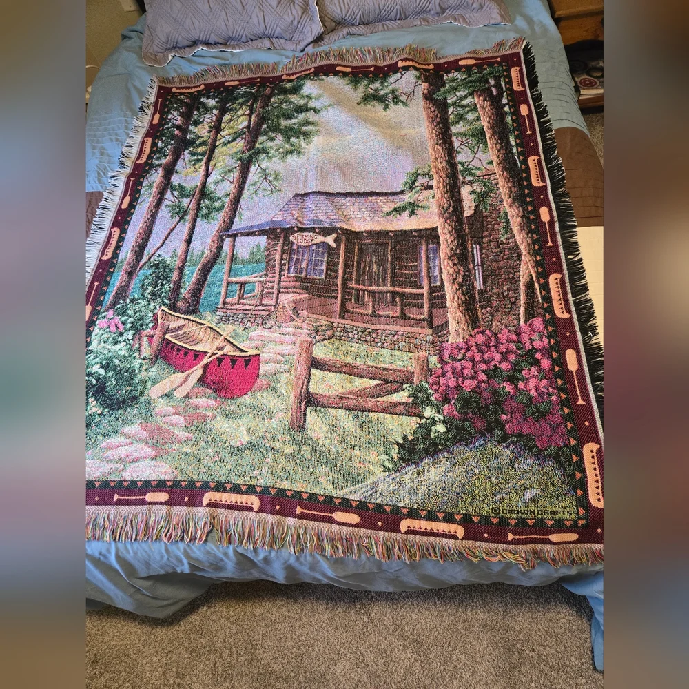 Crown Crafts Fishing Lodge Tapestry